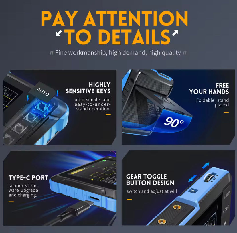 FNIRSI DSO153 Digital Oscilloscope Signal Generator 2 in 1 1MHz Bandwidth 5MSa/s Sampling Rate Electronics Repair Tools