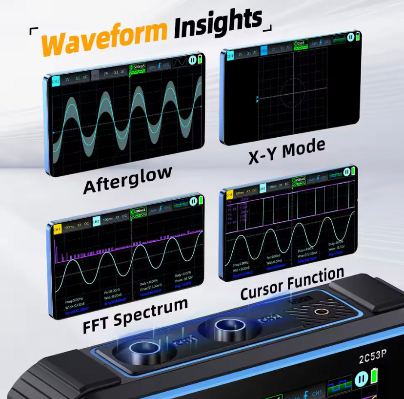 FNIRSI 2C53P Touch Screen Digital Oscilloscope+Multimeter+Signal Generator 3IN1 Dual Channel 50MHZ Automatic Osciloscópio Tools