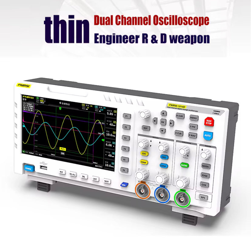 FNIRSI-1014D Dual Channel Desktop Digital Oscilloscope 100MHz* 2 Analog Bandwidth 1GSa/s Sampling Rate 10Mhz  Signal Generator