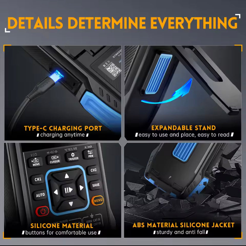 FNIRSI Latest 3-In-1 Multimeter Digital Oscilloscope Signal Generator, Dual Channel 10MHZ*2 50MS/S, 9999 Counts 2C53T