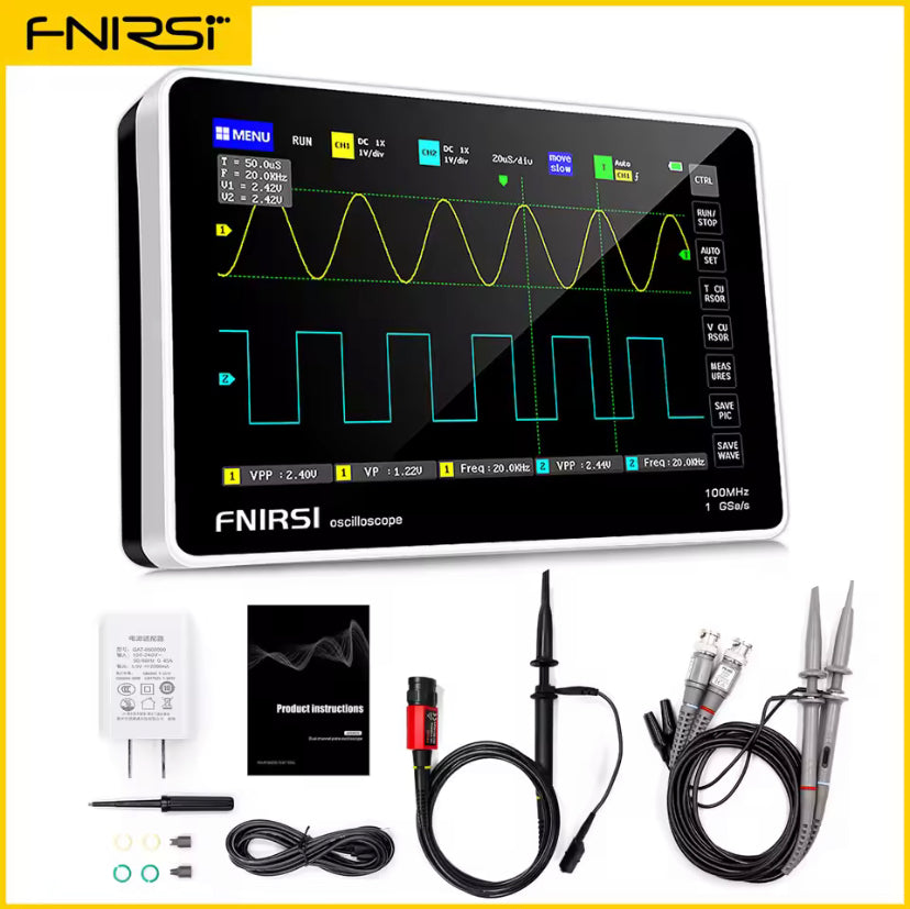 FNIRSI-1013D Portable Oscilloscope 2 Channels 100Mhz Bandwidth 1GSa/s Sampling Rate Tablet Digital Oscilloscope