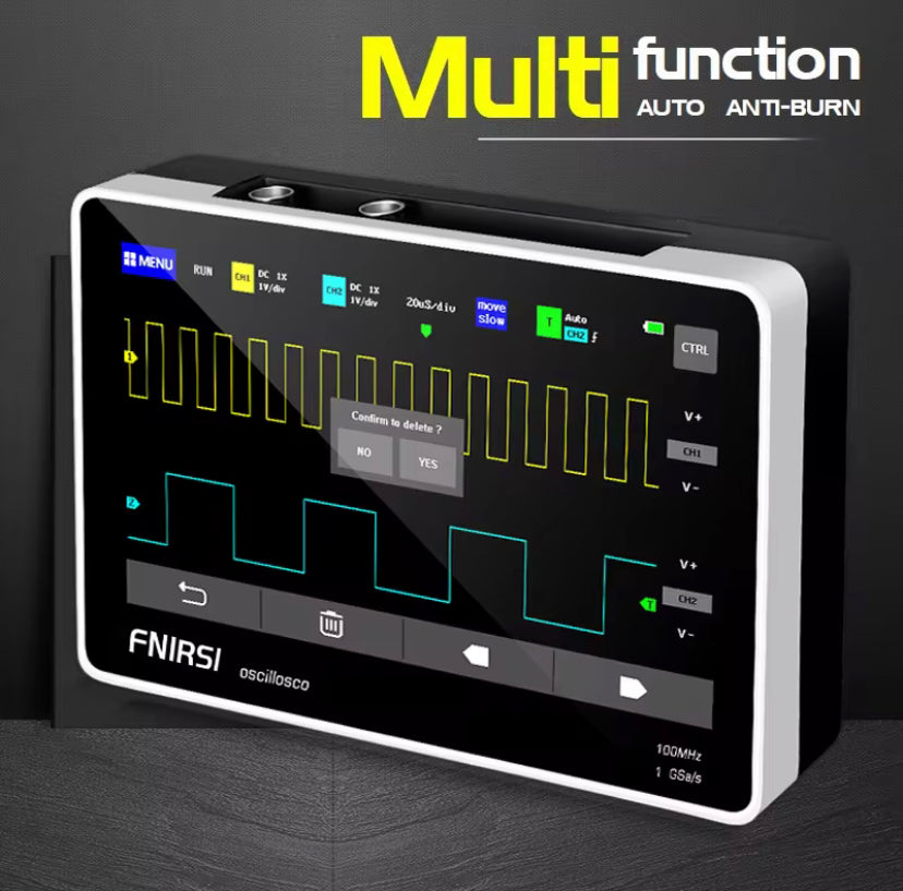 FNIRSI-1013D Portable Oscilloscope 2 Channels 100Mhz Bandwidth 1GSa/s Sampling Rate Tablet Digital Oscilloscope