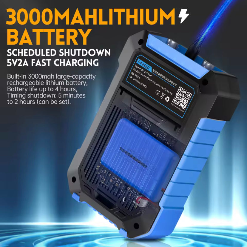 FNIRSI DPOX180H Handheld Dual Channel Digital Oscilloscope 180MHz-3DB 2 In 1 Function Signal Generator Fluorescence Display ZOOM