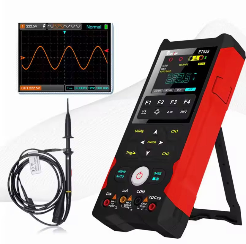 TOOLTOP ET 829 3in1 Waveform Generator 250MSa/s 80MHz Dual Channel Oscilloscope Multimeter Singal Source Innovative AI Waveform Preview