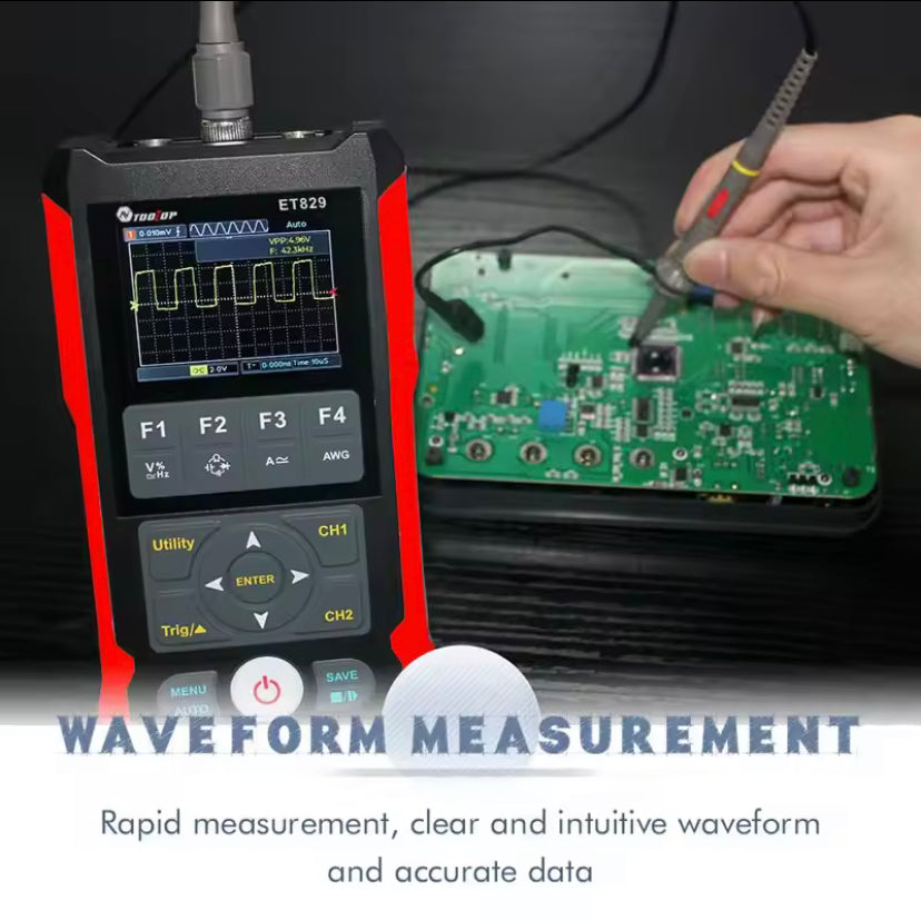TOOLTOP ET 829 3in1 Waveform Generator 250MSa/s 80MHz Dual Channel Oscilloscope Multimeter Singal Source Innovative AI Waveform Preview