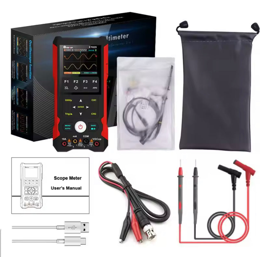 TOOLTOP ET 829 3in1 Waveform Generator 250MSa/s 80MHz Dual Channel Oscilloscope Multimeter Singal Source Innovative AI Waveform Preview