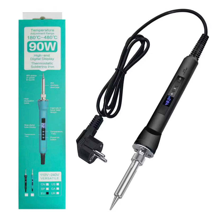 AC 220V 90W Electric Soldering Iron Temperature Control Welding Pen Internal Ceramic Heating Core with 900M Soldering Iron Head