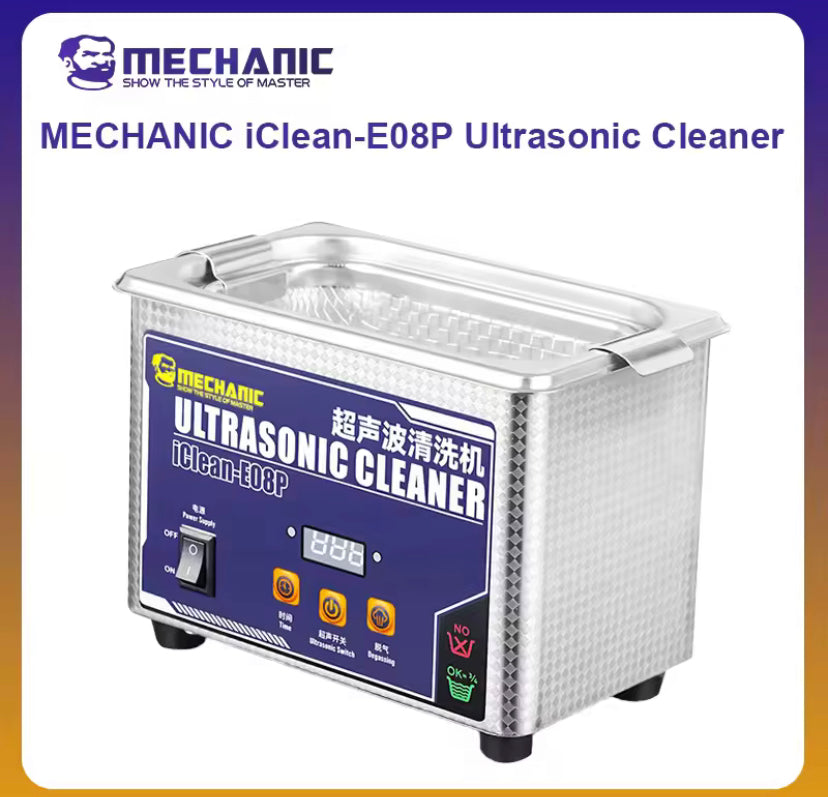 MECHANIC OFFICIAL iClean-E08P Ultrasonic Cleaner 0.8L 80W High Frequency Cleaning Machine For Mobile Phone Repair Washing Tools