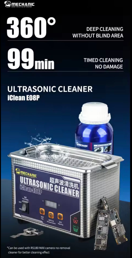 MECHANIC OFFICIAL iClean-E08P Ultrasonic Cleaner 0.8L 80W High Frequency Cleaning Machine For Mobile Phone Repair Washing Tools