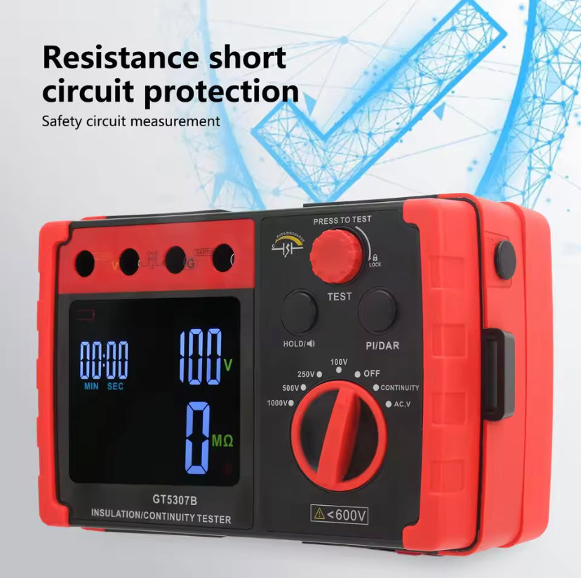 GT5307B Insulation Resistance Tester Megohmmeter Circuit Test High Precision Electronic Shake Meter 1000V