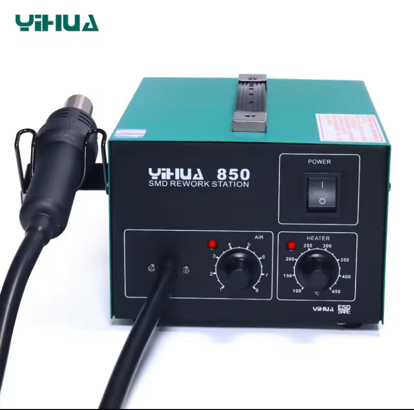 YIHUA 850 3 Nozzles Lead free Air Pump Type Hot Air Soldering Station SMD Rework Station With Heat Gun Desoldering Station
