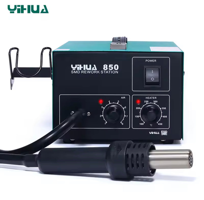 YIHUA 850 3 Nozzles Lead free Air Pump Type Hot Air Soldering Station SMD Rework Station With Heat Gun Desoldering Station