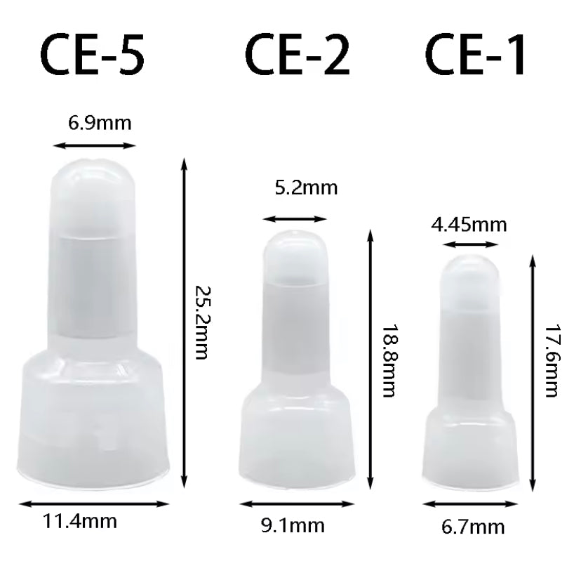 100PCS CE1 CE2 CE5  Closed End Crimp Caps End Wire Connector Nylon Crimp Caps Cable Terminals 22-16 16-14 12-10 AWG