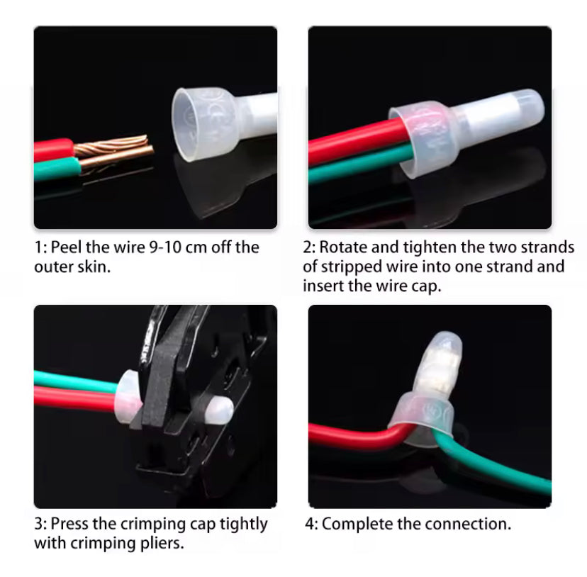 100PCS CE1 CE2 CE5  Closed End Crimp Caps End Wire Connector Nylon Crimp Caps Cable Terminals 22-16 16-14 12-10 AWG