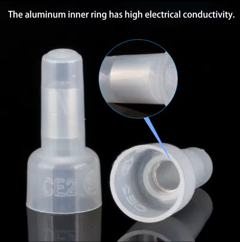 100PCS CE1 CE2 CE5  Closed End Crimp Caps End Wire Connector Nylon Crimp Caps Cable Terminals 22-16 16-14 12-10 AWG