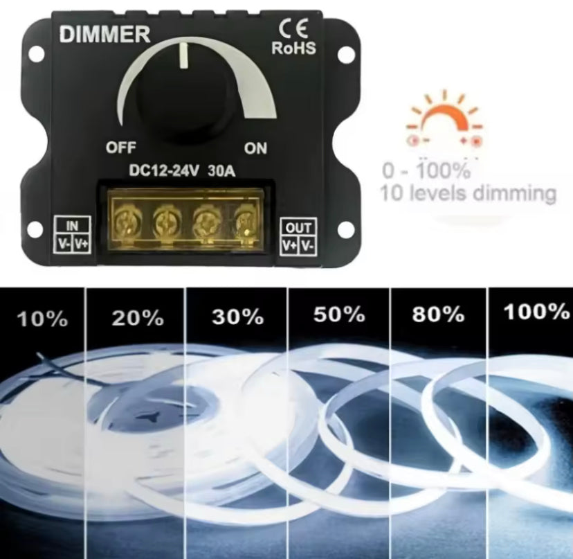 DC12V-24V LED Switch 30A 360W Voltage Regulator Adjustable Controller For Strip Light Lamp Dimming Dimmers