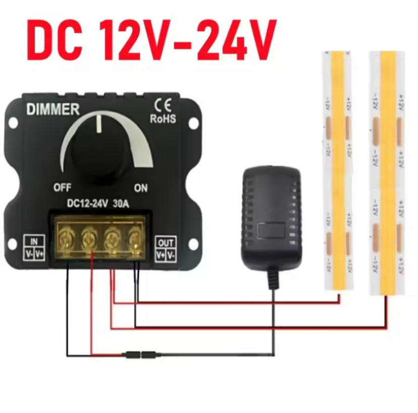 DC12V-24V LED Switch 30A 360W Voltage Regulator Adjustable Controller For Strip Light Lamp Dimming Dimmers