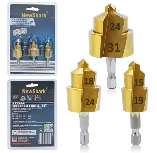 3pcs Set of High-Speed Steel Step Drill Bits, 20/ 25/ 32mm with Hexagonal Shank - Suitable for Expanding And Opening Holes in Water Pipes