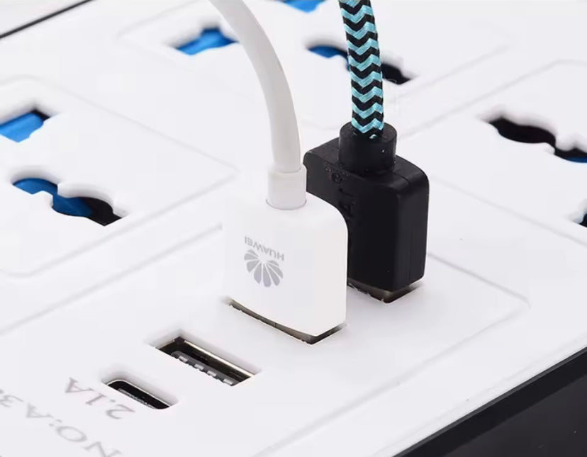 Universal Power Strip UK Plug Electric Extension Socket 2m Cable USB Type C Indicator Light Power Strip Multi Ports Socket