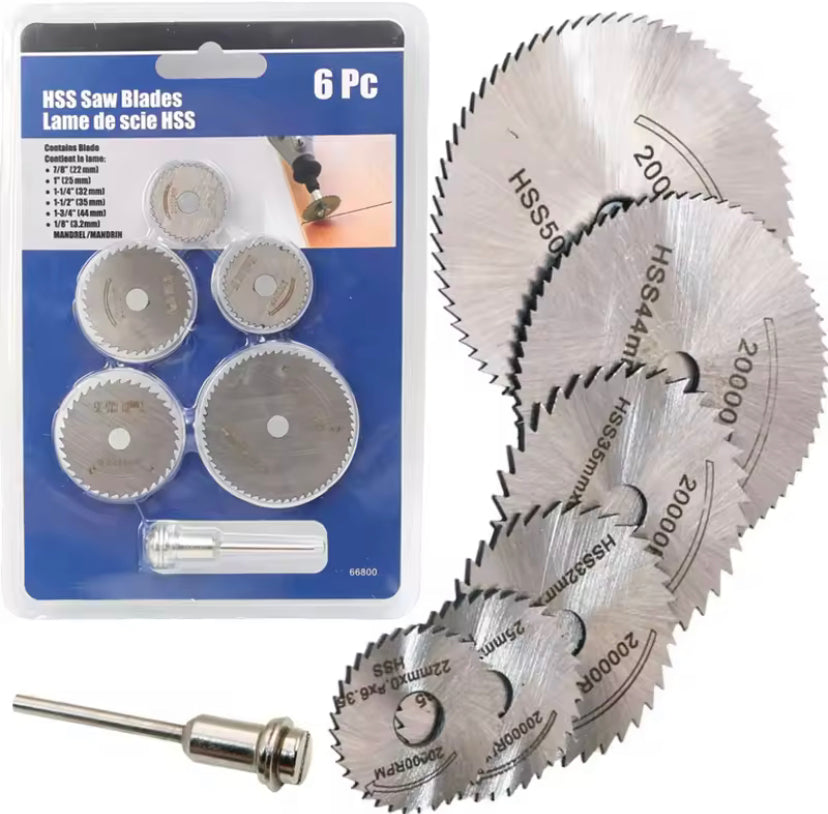 6PCS Set Mini Circular Saw Blades High-speed Steel Cutting Wheel Electric Drill Cutting Discs for Metal Wood Power Tool Parts