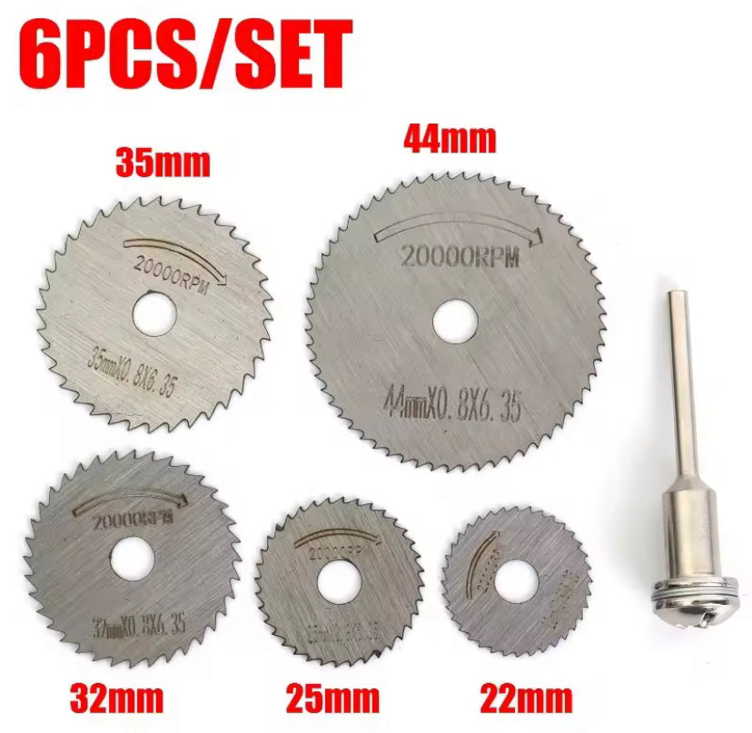 6PCS Set Mini Circular Saw Blades High-speed Steel Cutting Wheel Electric Drill Cutting Discs for Metal Wood Power Tool Parts