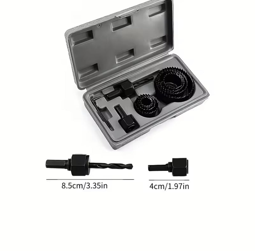 11Pcs Hole Saw Kit Durable Carbon Steel Metal Circle Power Drill Hole Cutter for Wood PVC and Plastic