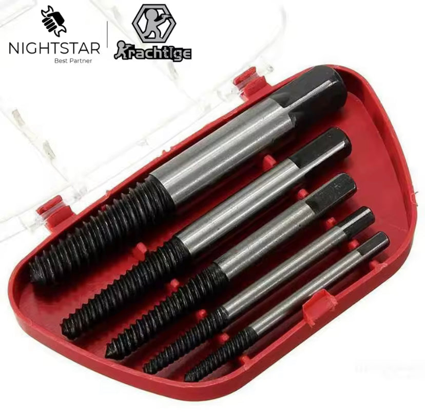 5pcs Damaged Broken Screw Remover Extractor,Drill Bits Steel Durable Easy Out Remover Tool,Works on Wood and Machine Screws