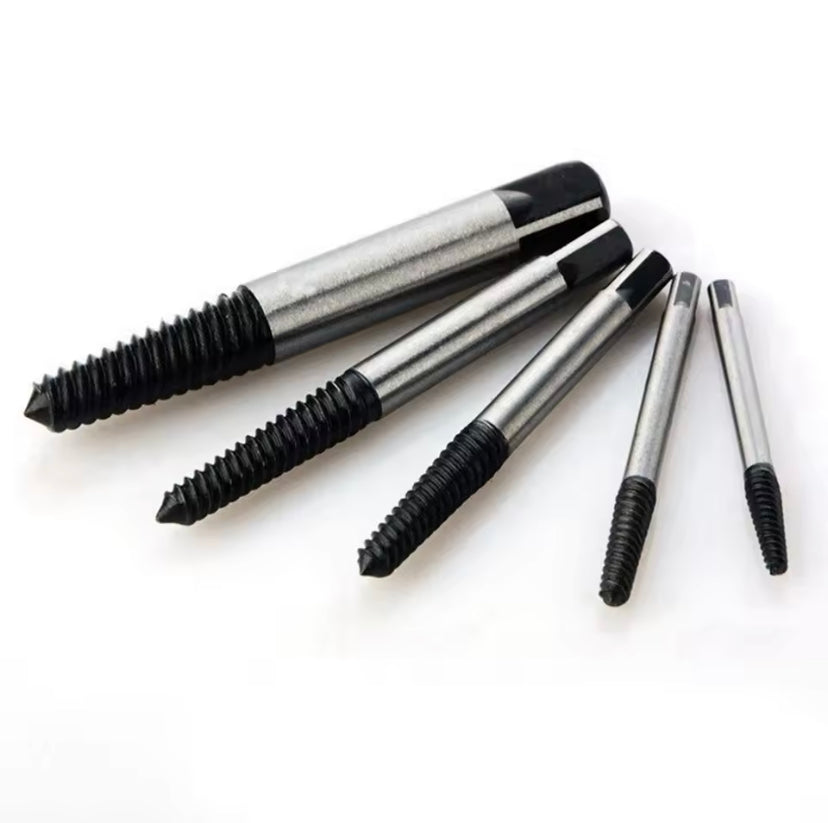 5pcs Damaged Broken Screw Remover Extractor,Drill Bits Steel Durable Easy Out Remover Tool,Works on Wood and Machine Screws