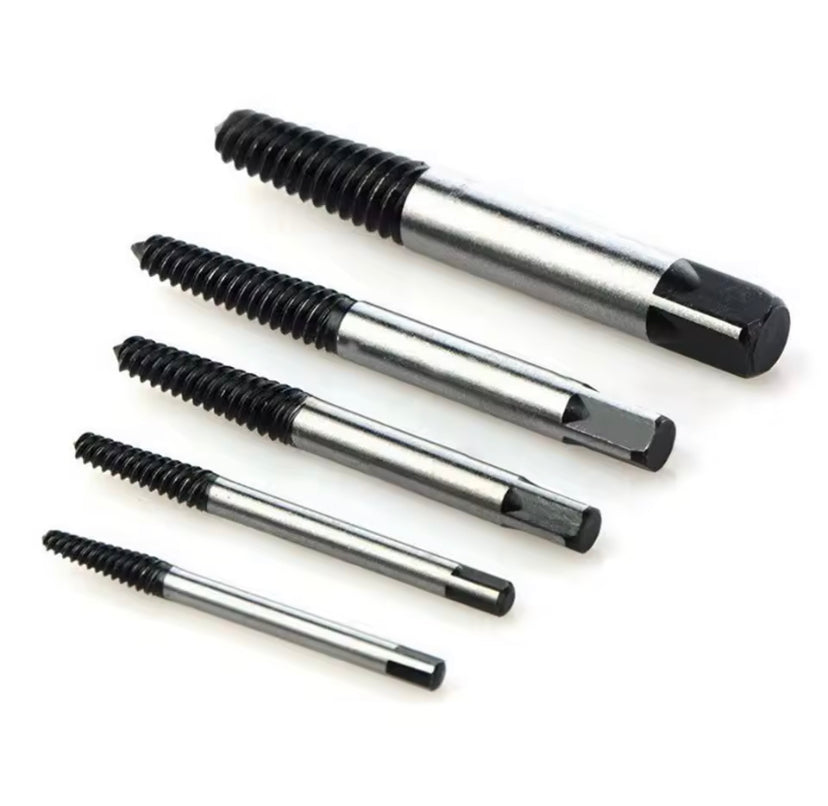 5pcs Damaged Broken Screw Remover Extractor,Drill Bits Steel Durable Easy Out Remover Tool,Works on Wood and Machine Screws