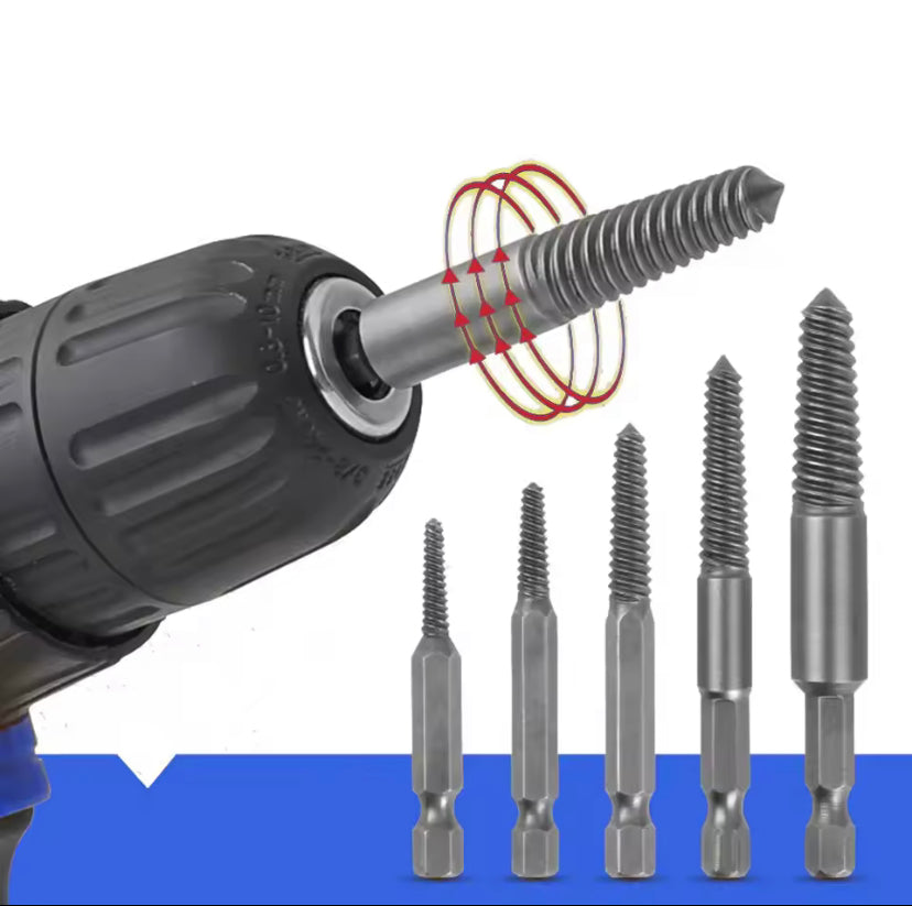 5pcs Damaged Broken Screw Remover Extractor,Drill Bits Steel Durable Easy Out Remover Tool,Works on Wood and Machine Screws