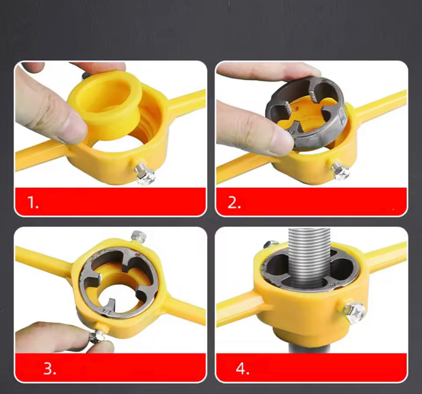 6PCS PVC Pipe Threader NPT Thread Tap Die Set Plumbing PVC Thread Tool Screw Die Set Hand Tool Pipe Threader Plumbing Tool