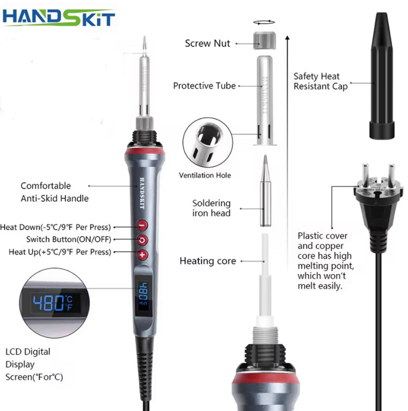 Handskit Model-927 90W 220V adjustable temperature LCD Digital Soldering Iron