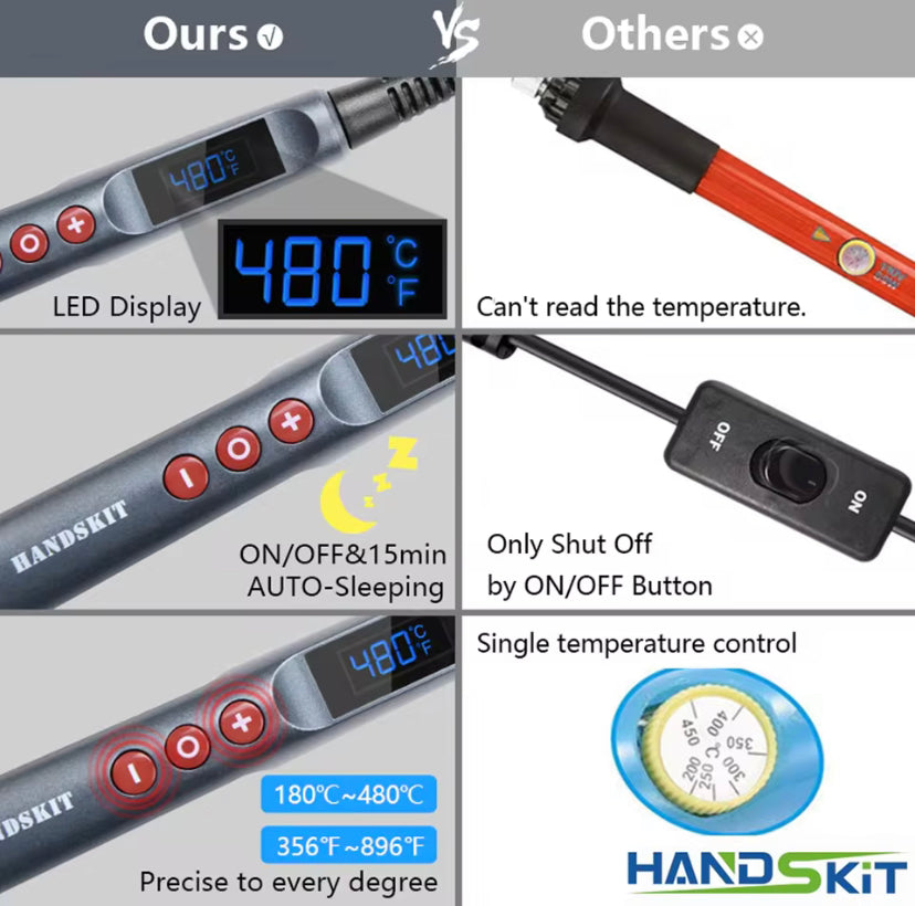 Handskit Model-927 90W 220V adjustable temperature LCD Digital Soldering Iron