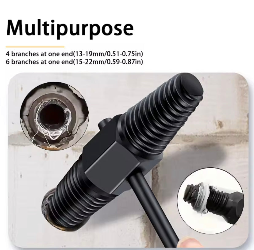 Double-Headed Thread Extractor pipe extractor universal anti tap tool for water pipe breakage, screw and slide wire extractor 1/2” 3/4”