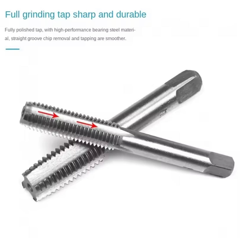 CROWNMAN Multifunction Tap and Die Set 12PCS M6-M12 Metric Screw Thread Plugs Hand Taps Straight Taper Threading Kit