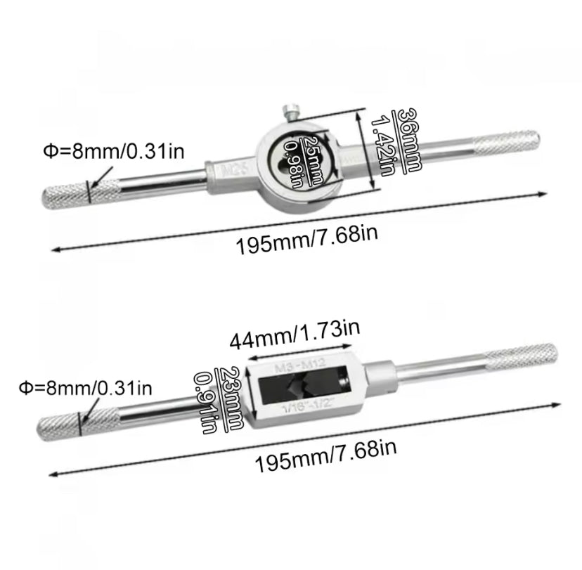 CROWNMAN Multifunction Tap and Die Set 20PCS M3-M12 Metric Screw Thread Plugs Hand Taps Straight Taper Threading Kit