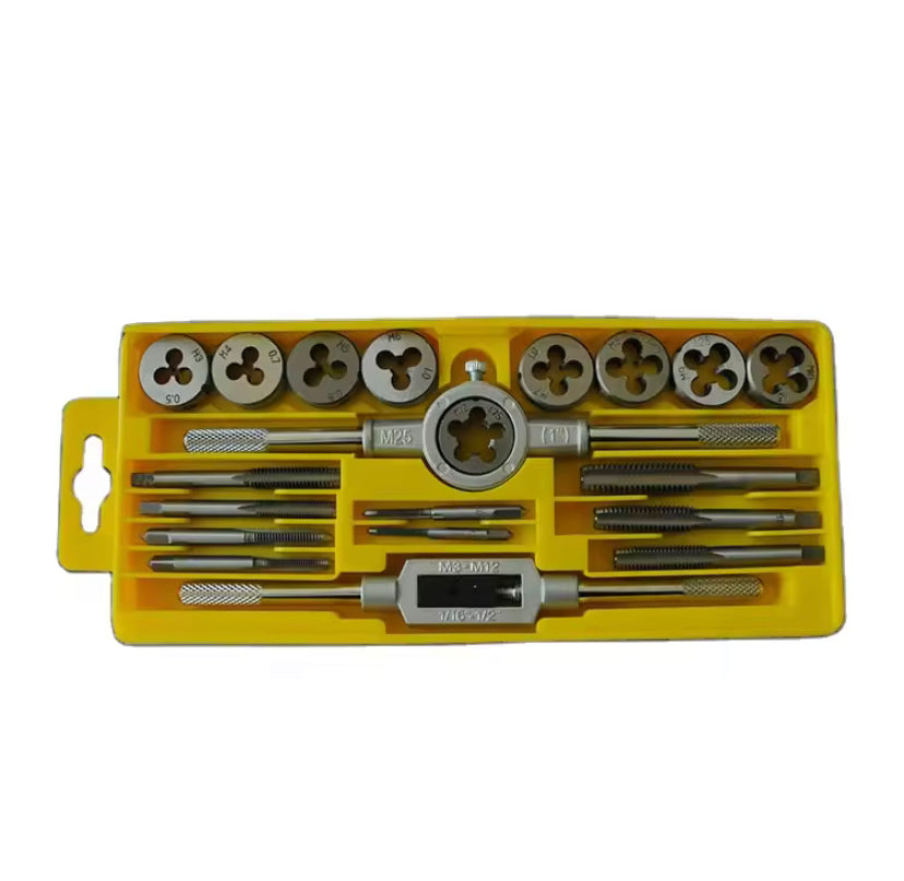 CROWNMAN Multifunction Tap and Die Set 20PCS M3-M12 Metric Screw Thread Plugs Hand Taps Straight Taper Threading Kit