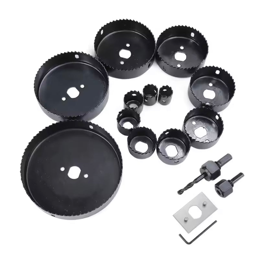 16pcs 19-127mm Hole Saw Set Saw Cup Wood Crown Drill Bit For Gypsum Board Wood PVC Plastic Density Board Metal Woodworking Tools