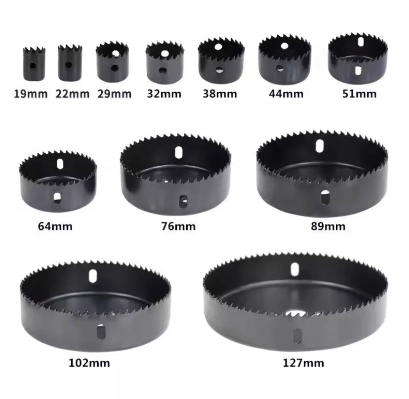 16pcs 19-127mm Hole Saw Set Saw Cup Wood Crown Drill Bit For Gypsum Board Wood PVC Plastic Density Board Metal Woodworking Tools