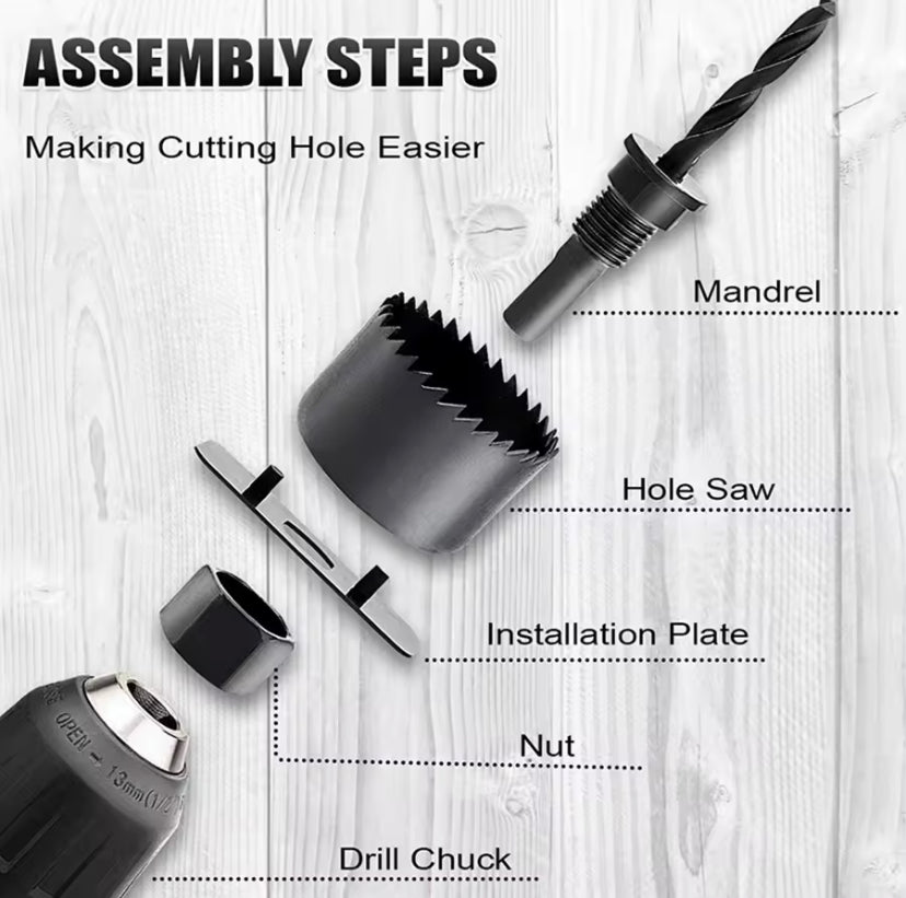 16pcs 19-127mm Hole Saw Set Saw Cup Wood Crown Drill Bit For Gypsum Board Wood PVC Plastic Density Board Metal Woodworking Tools