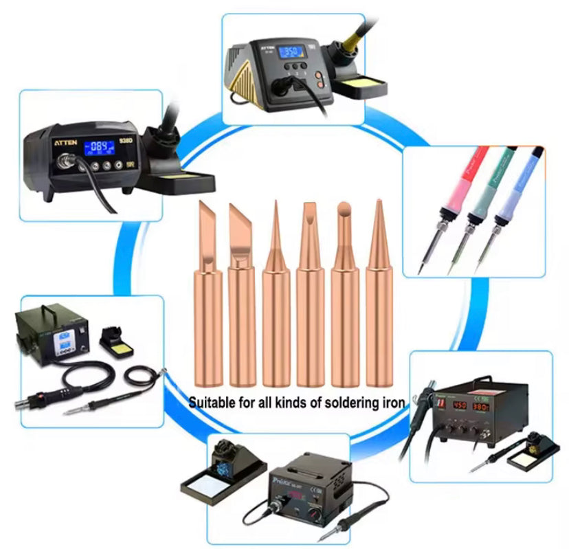 5pcs Soldering Iron 900M Soldering Iron Head Set Inside Hot Bare Copper Electric Soldering Iron Tip