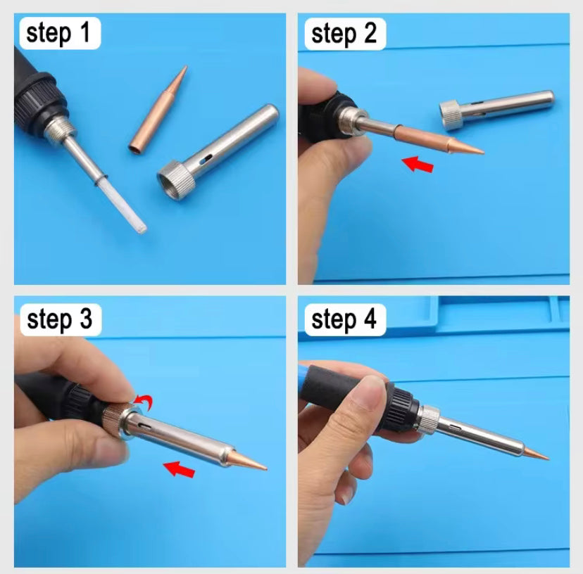 5pcs Soldering Iron 900M Soldering Iron Head Set Inside Hot Bare Copper Electric Soldering Iron Tip