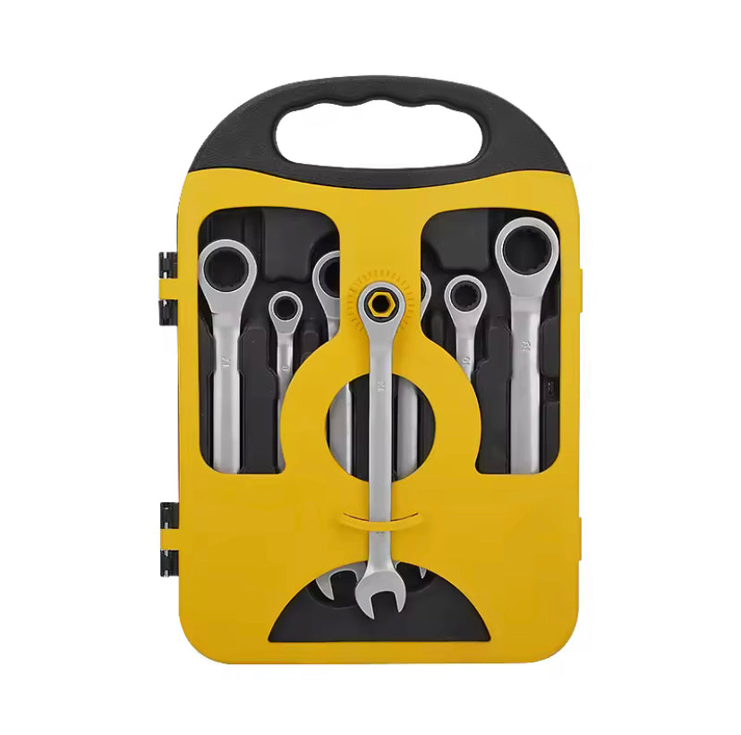 7-Piece Ratchet Wrench Set Dual-purpose Quick Ratchet Wrench Opening Plum Blossom Wrench Quick Removal Industrial Grade 8-19mm