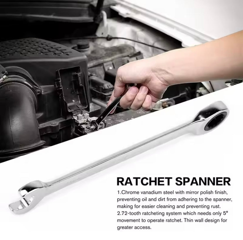 7-Piece Ratchet Wrench Set Dual-purpose Quick Ratchet Wrench Opening Plum Blossom Wrench Quick Removal Industrial Grade 8-19mm