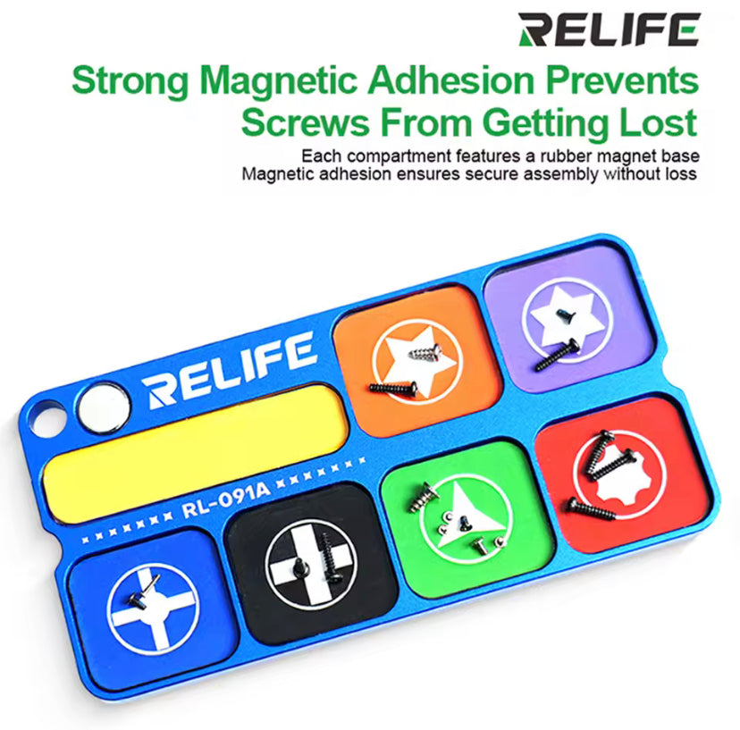 RELIFE RL-091A Aluminum Alloy Magnetic Storage Tray Bit Magnetizer Phone Repair Screw Organization Strong Magnetic Storage Tool
