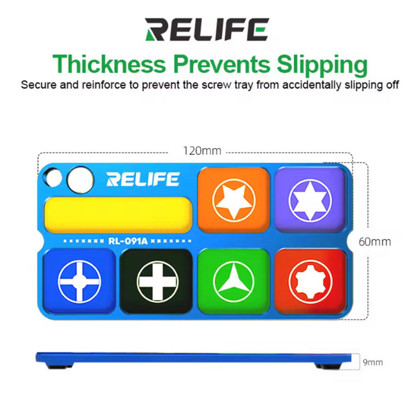 RELIFE RL-091A Aluminum Alloy Magnetic Storage Tray Bit Magnetizer Phone Repair Screw Organization Strong Magnetic Storage Tool