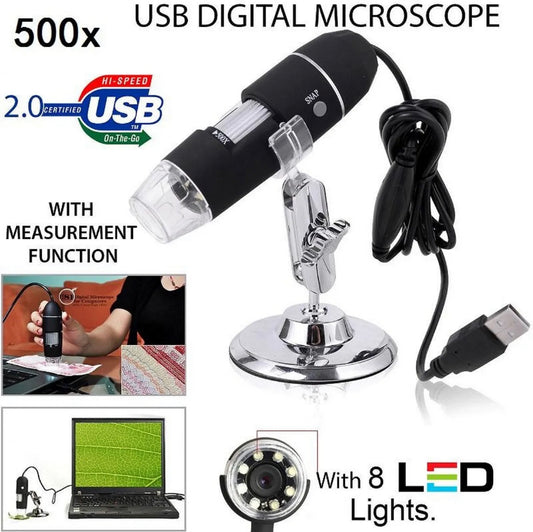 USB Digital Microscope 50X to 1600X, 8 LED Magnification Endoscope Camera with Metal Stand For Soldering Magnifier Cell Phone Repairs