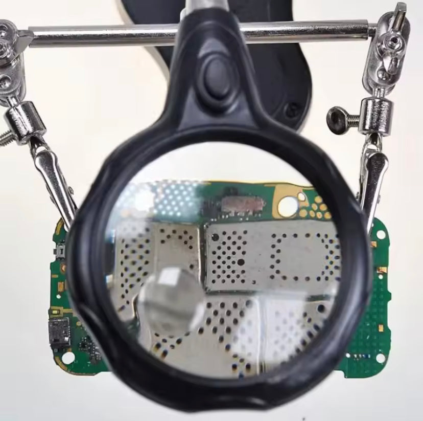 3.5X 12X Helping Hands Third Hand Soldering Iron Welding Stand Station with 2 LED Clip Welding Magnifier Magnifying Glass TE801