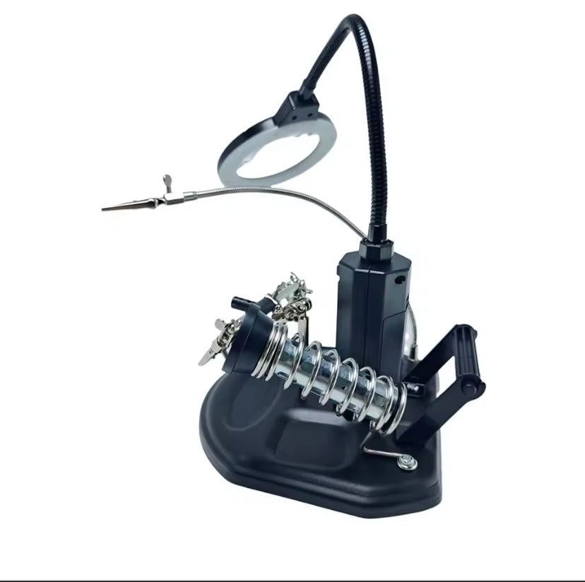 Soldering Iron Station Stand With LED Welding Magnifying Glass Clip Clamp Helping Desktop Magnifier Soldering Repair Tool TE802