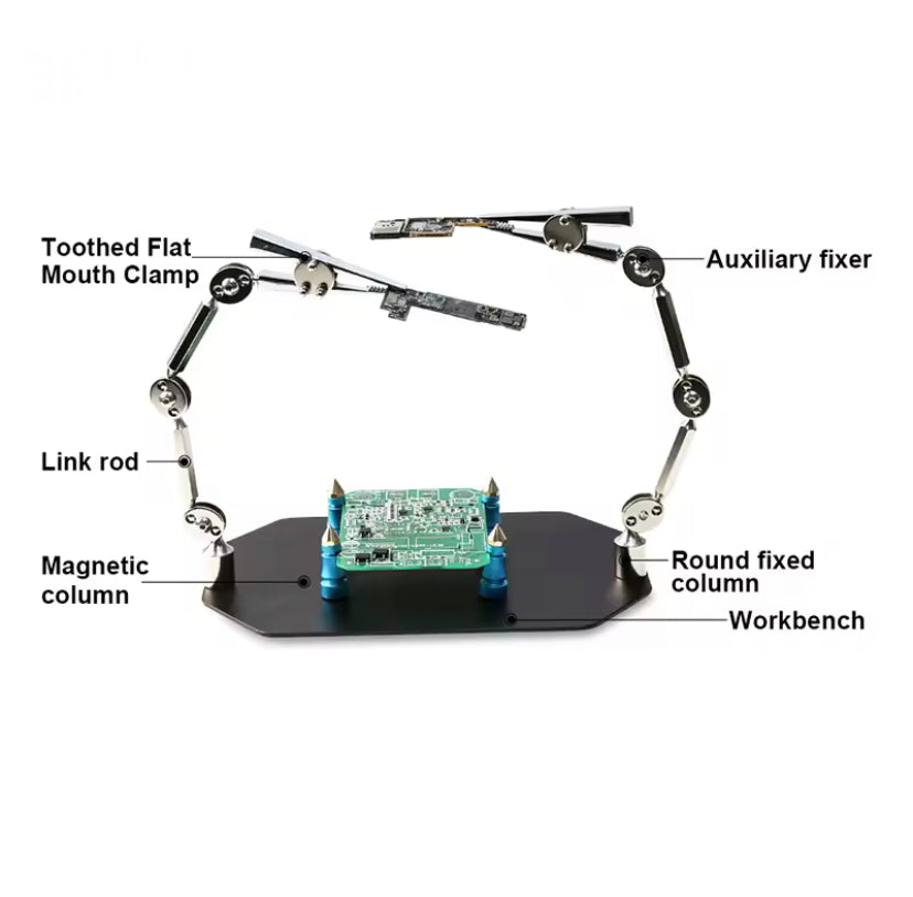 Soldering Helping Hands Tool Clamp PCB Motherboard Holder Jig Fixture Stand Dual Metal Flexible Arm Alligator Clip TE807
